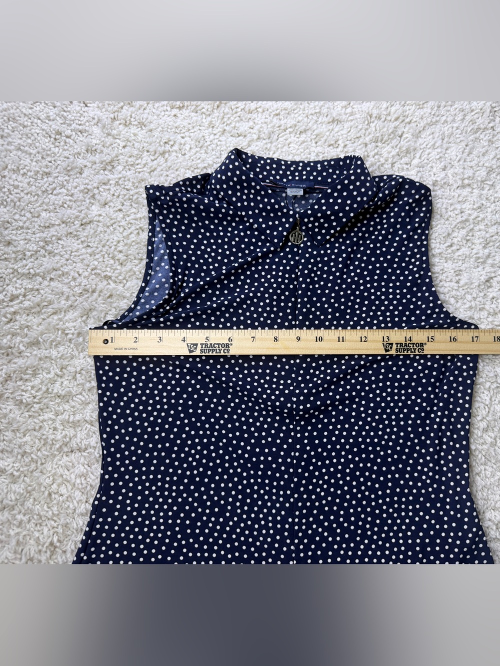 Tommy Hilfiger Small Polka Dot Sleeveless Zip Mock Collar Top NWT - Picture 5 of 6